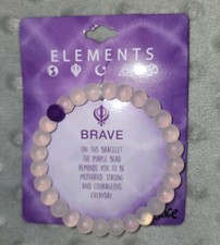Justice Girls Elements Beaded Silicone Bracelet "BRAVE" Message Jewelry