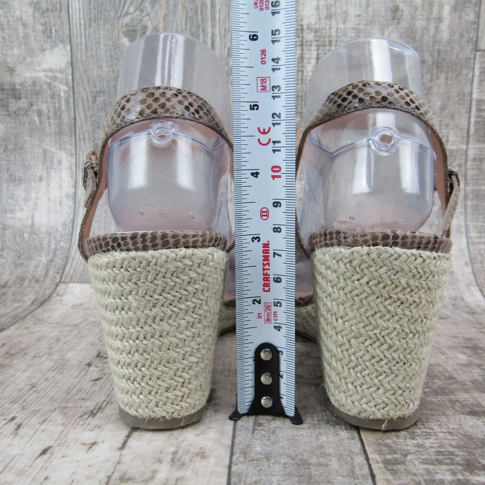 Sandalia de tacón de cuña de piel de serpiente con gloria descolorida para mujer alpargata correa para el tobillo talla 9,5 Foto 4 de 4