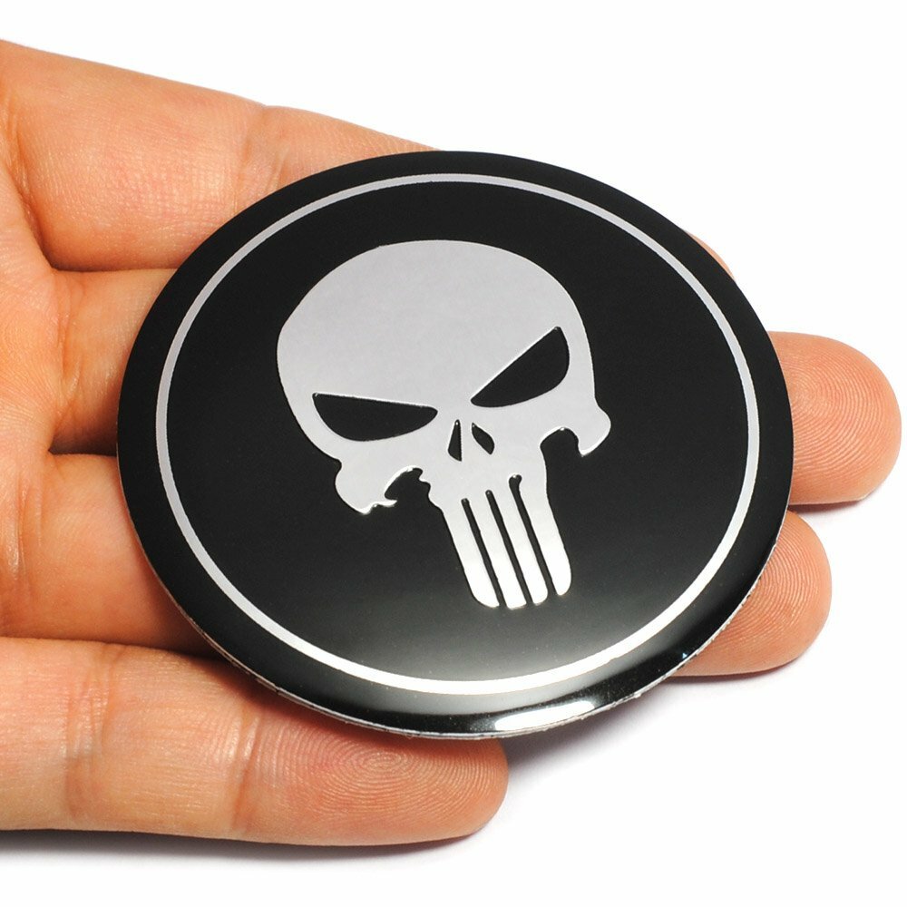 Center Cap Stickers Punisher Wheel Sticker & Valve Cap Bundle - 4 Hub Decals 4 Tire Stem Caps (Red) Skull Tire Valve Caps - Foto 6