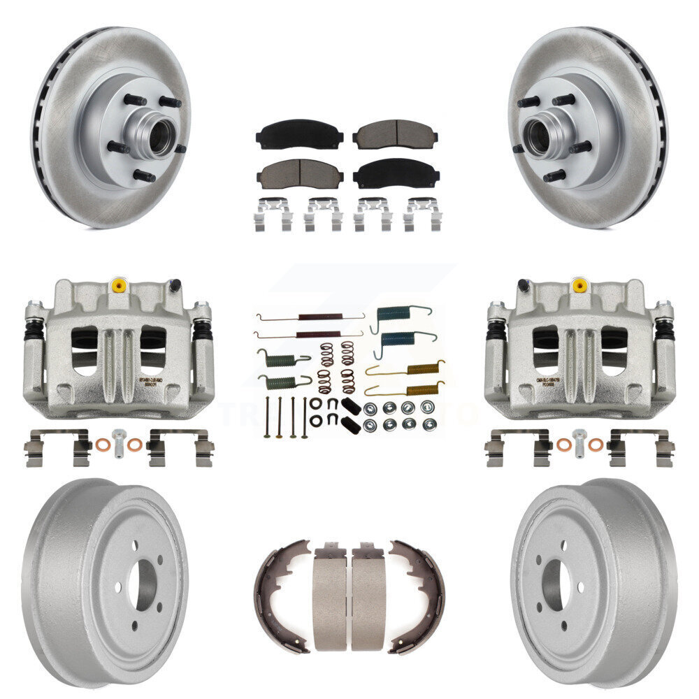 High-Performance Front Rear Disc Brake Caliper Coat, Rotors, Drum, Ceramic Pad, Shoe, and Hardware Kit for Enhanced Braking
