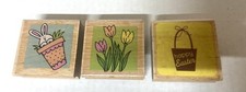 Studio G Rubber Stamps Easter Lot Of 3 -Happy Easter Tulip Bunny-Hampton Art