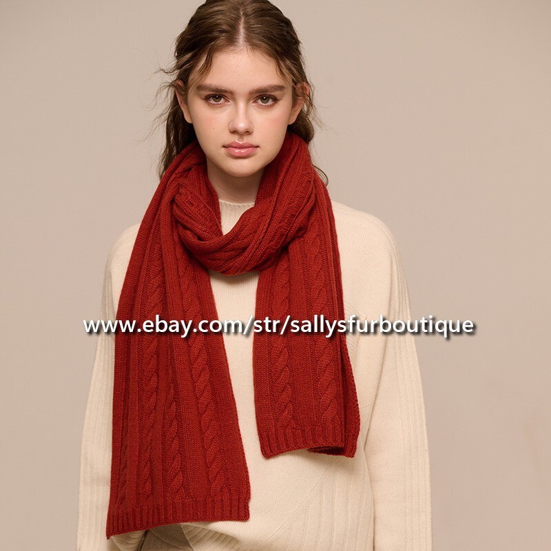 Sallys 100% Mongolian Twisted Knit Cashmere Scarf Stole Wrap Shawl 170 * 30cm