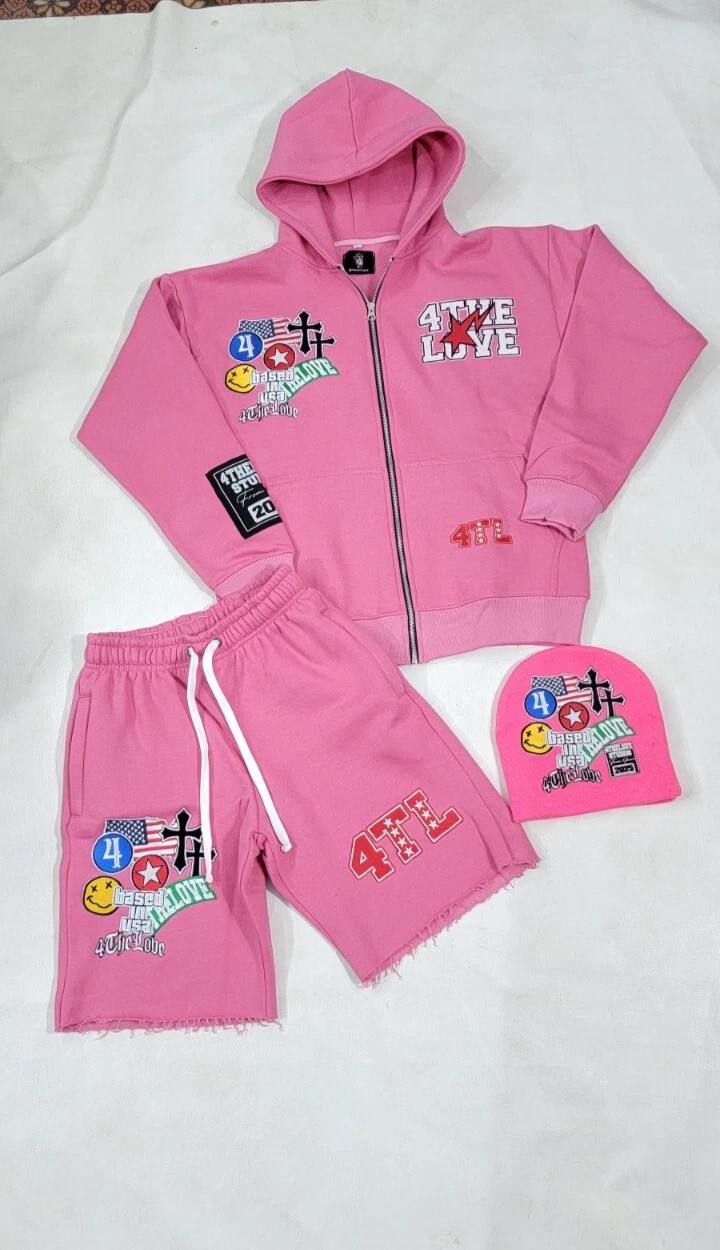Mens 2 piece Hoodie shorts set unisex outfit Activewear Sweat shorts streetwear