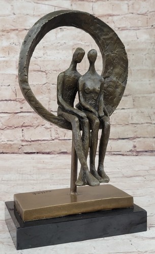 Modern Abstract Couple Bronze Statue Signed Original Artwork Home Decor - Picture 3 of 10