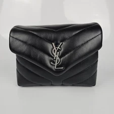 Saint Laurent Toy Loulou Black/Silver Leather Shoulder Bag New & Authentic