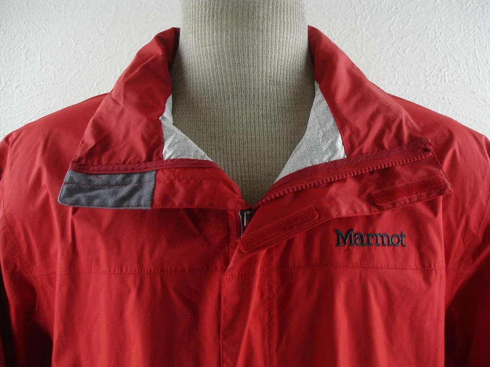 Men's XL Marmot PreCip Eco Rain Shell Jacket Hooded Parka Waterproof Shell Red - Image 2 of 4