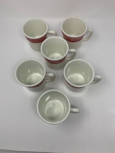 Set Of 6 Hand Painted Made In Italy Porcelain Coffee Mugs With Rose Design - Picture 2 of 4