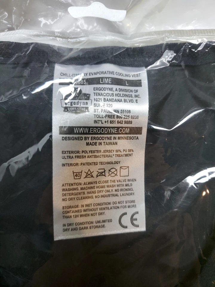 Ergodyne Cooling Vest Unisex Large Lime Dry Evaporative Cooling W/Zipper Closure - Image 3 of 4