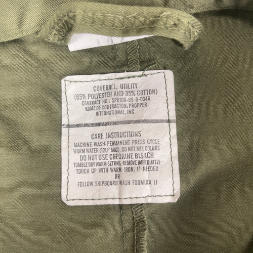 Vintage Military Utility Coveralls Mens 38S Green 90s OG-107 Propper Jumpsuit - Picture 3 of 12