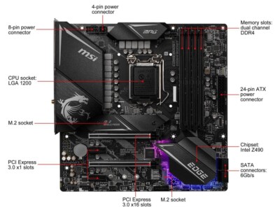 MSI MPG Z490M GAMING EDGE WIFI LGA 1200 Intel Z490 Micro ATX Intel