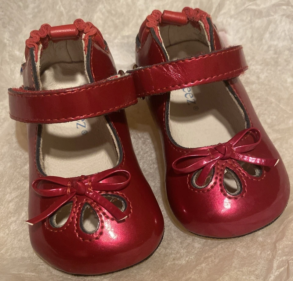 Robeez рубин лакированная кожа MaryJanes ребенка ясельного возраста девочки Sz 3 туфли очаровательный😍 Baby EUC - Изображение 3 из 4