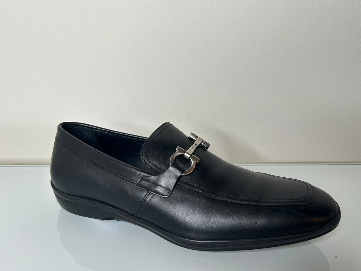 Salvatore Ferragamo Gancini Silver Bit Black Loafers Mens Size 12B Made in Italy Ferragamo Maryan Calfskin Gancini Bit Loafers | Neiman Marcus main image 2