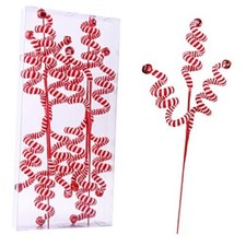 4PC Set Christmas Tree Decoration Woolen Bells Curly Pick, Christmas Red/White