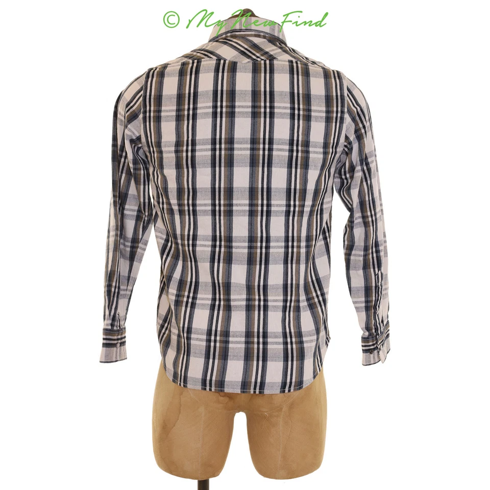 Howe Mens Rag And Stone Shirt S Long Sleeve Snap Front Plaid Gray B74 - Image 2 of 3