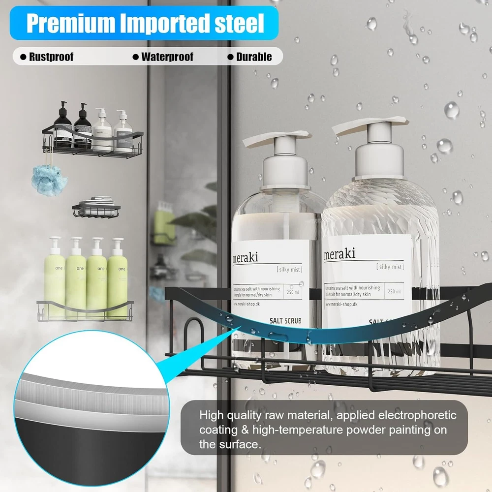 Shower Caddy 5 Pack,Adhesive Shower Organizer for Bathroom Storage&Home Decor