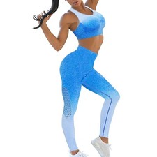 NWT Women's Two-Piece Blue Ombre Yoga Bra  Leggings Set
