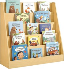 Kids Bookcase, 5-Tier Wooden Montessori Bookshelf and Toy Storage