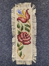 Vintage Bookmark Rose & Flower counted Cross Stitch