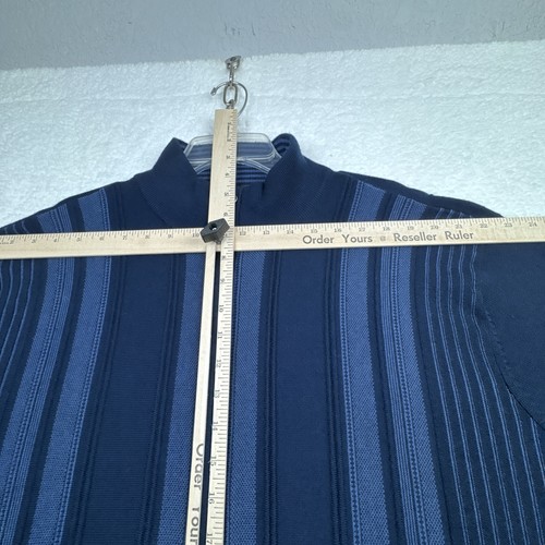 Men's Cardigan Sweater Full zip Merino wool 2XL blue striped preppy academia - Picture 12 of 20