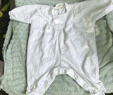 Vintage Baby Dior Embroidered Crest Romper Footie Newborn Small To 13lbs