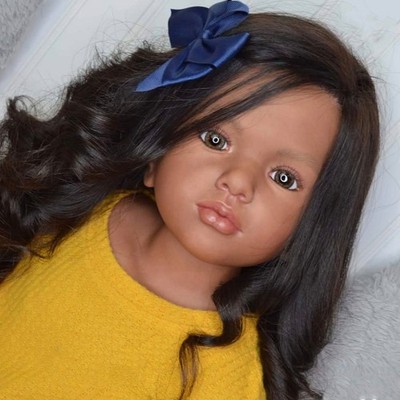 40'' Painted Reborn Doll Kit Toddler Girl Hand-Rooted Hair Cloth Body Black Skin