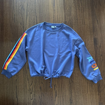 #ad #ad ALDI Gear Retro Striped 80’s Merch Logo Sleeve Blue Drawstring Bottom Size L $16.80