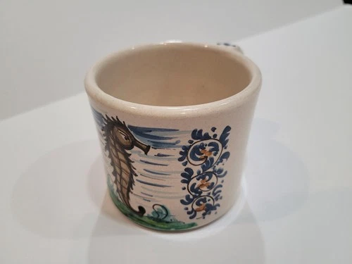 Italian Coffee Mug Vintage Seahorse Hand Painted Tea Cup Made In Italy