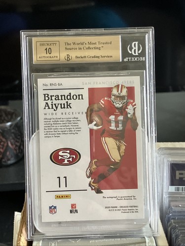 2020 Panini ENCASED BGS 9.5 BRANDON AIYUK/25 GOLD Rookie Notable Signature auto - Picture 2 of 2