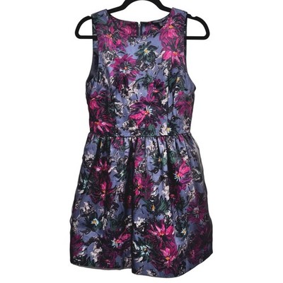Felicity & Coco Floral Fit & Flare Dress Blue Pink Size M Sleeveless Cocktail