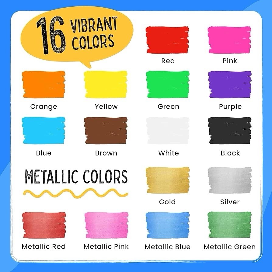 Chalkola Liquid Chalk Markers Pack of 16, 6mm Reversible Tip Washable Chalk Pens