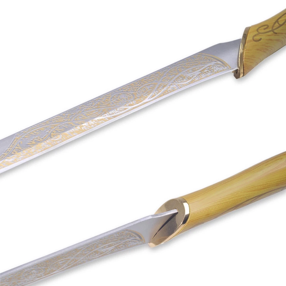 Espada Dupla Elfo com Bainha,Espada Cosplay Legolas,Lâmina de Aço Inoxidável,Metal - Imagem 3 de 4