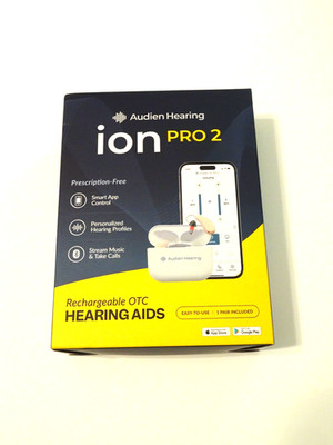 New Audien Hearing Ion Pro 2 Rechargable OTC Hearing Aids VIP2F001 Brand New