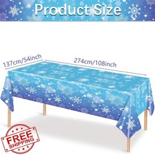 Winter Snowflake Tablecloth 3pc 54x108 Blue Purple