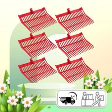 6 Pcs Manure Fork Replacement Head, 18 Tines with Screws (Red)