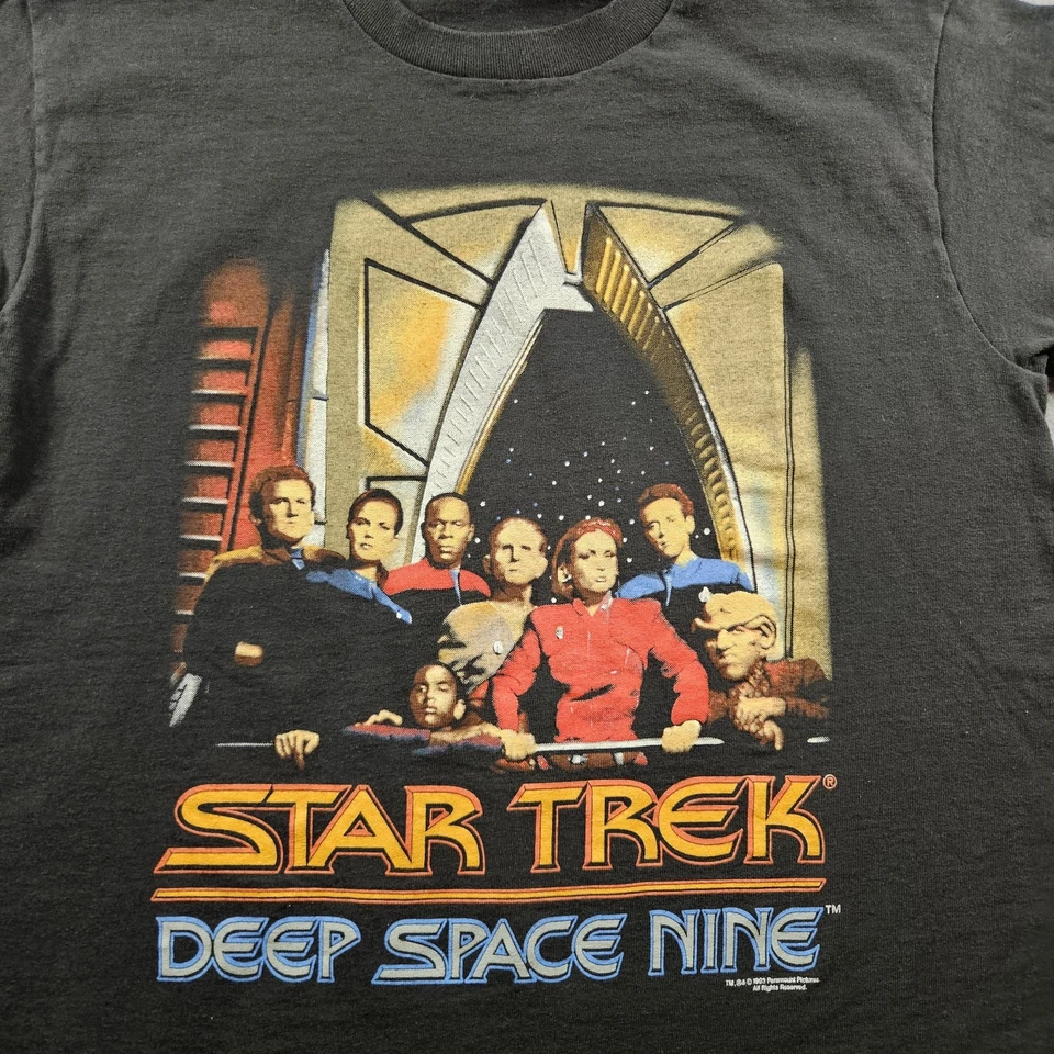 Camisa De Colección Star Trek Deep Space Nine Juvenil XL Negra Programa de TV Hecha en EE. UU. Años 90 Foto 2 de 4