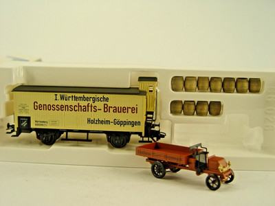 Württ. Bierwagen mit LKW    -  Märklin HO Wagen Museum 1994  - #1642  #E - gebr.