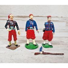 Lot of 3 Vintage Zouave Civil War Painted Lead Figurine Soldiers French Infantry