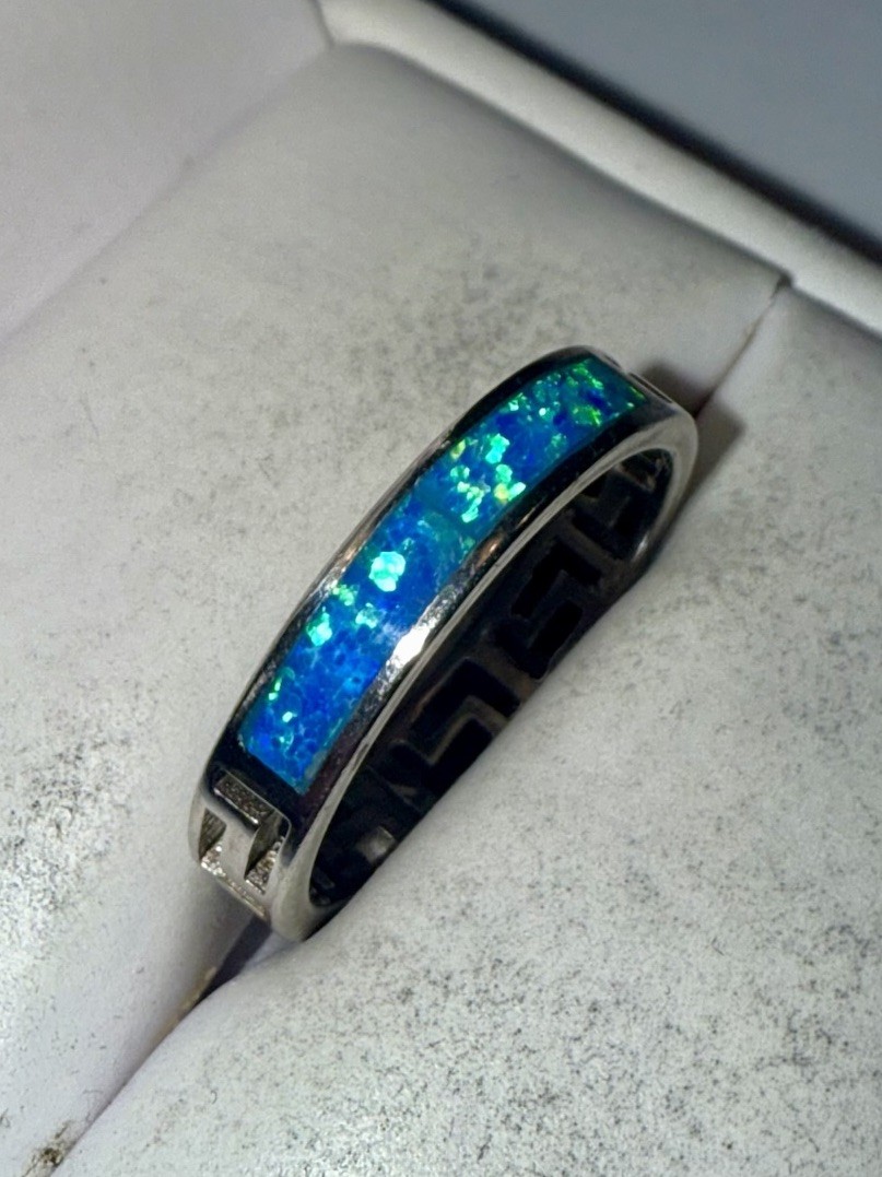 ESTATE Solid Sterling Silver Boulder Opal Inlay G… - image 2