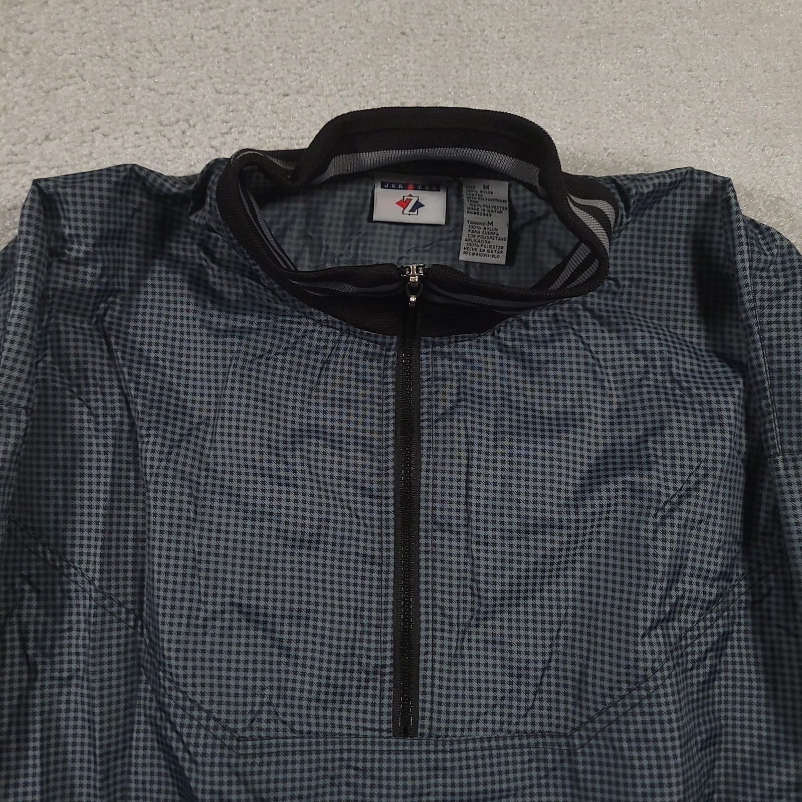 Jerzees Pullover Jacket Mens Medium Black Gray Wi… - image 3