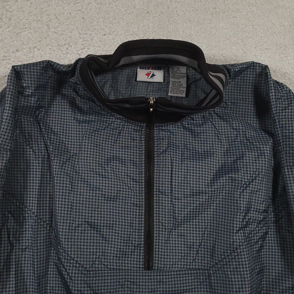 Chaqueta Pullover Jerzees Para Hombre Mediana Negra Gris Cortavientos Cuarto Cremallera A Cuadros Foto 3 de 4