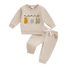 Toddler Baby Girl Fall Winter Clothes Embroidered Letter Graphic Crewneck Swe...