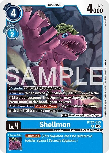 1x BT24-025 Shellmon Time Stranger Digimon Card Game x1