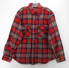 VINTAGE Wear Guard Shirt Large Red Flannel Workwear Button Up Plaid Western 90s