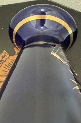 Vintage Cobalt Blue Porcelain Decanter Jug Vase Gold Gilt Italy Prugnac Bottle - Picture 13 of 23