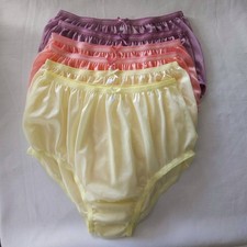 6Pc Nylon Underwear Unisex Panties Silky Soft Smooth Briefs High Waist 30"-36" L