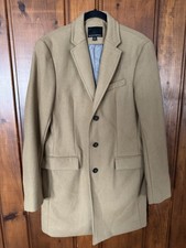 Banana Republic Men's Beige Wool Mix Overcoat Button Lined Mid-Length M