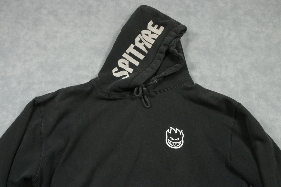 Moletom Spitfire com capuz masculino grande preto logotipo cabeça grande pulôver skate - Imagem 2 de 4