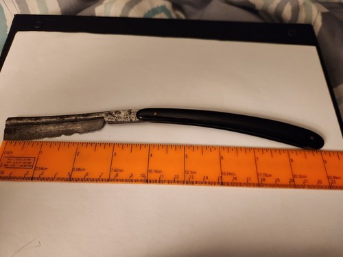 VINTAGE BLACK HANDLED STRAIGHT RAZOR JOHAN ENGSTROM PRISBELONTA- MADE IN SWEDEN - Picture 7 of 9