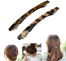 Luckycivia 2 Pack Hair Barrette, Long and Thin Handmade Celluloid Onyx Hair