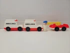 Vintage Fisher-Price Little People Ambulance Firetruck vehicle Lot Mailman
